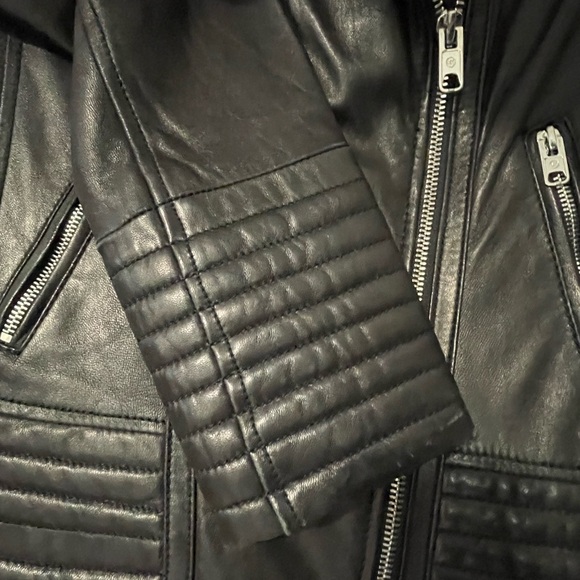 MICHAEL Michael Kors Women’s Black 100% Leather Moto Jacket Size Small - Picture 7 of 9